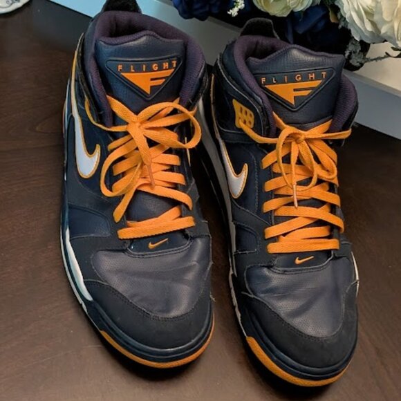 B31 NIKE Air Flight Falcon Obsidian/White/Circuit Orange - Picture 4 of 9